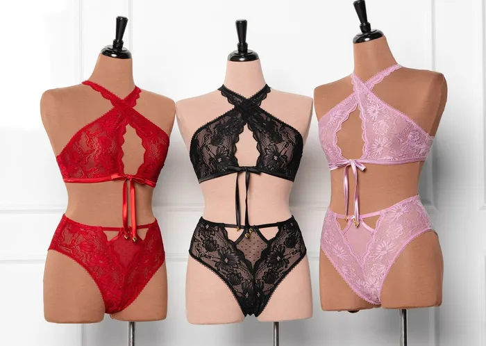 Mentionables High Waist Lace Up Crotchless Panty Lilac Female Sex Toys