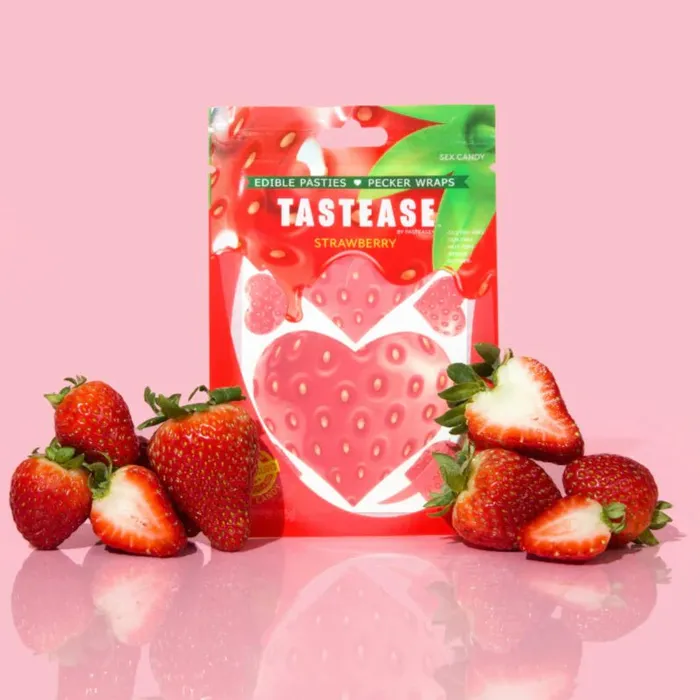 Mentionables Tastease Edible Pasties Strawberry Vibrators