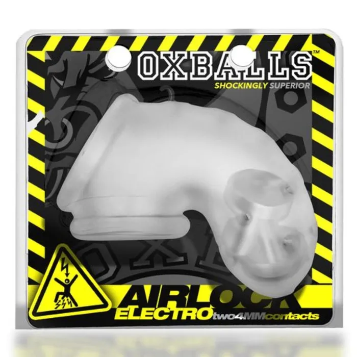 Oxballs Airlock Electro Air Lite Vented Chastity Cage Clear Ice Oxballs Male Sex Toys