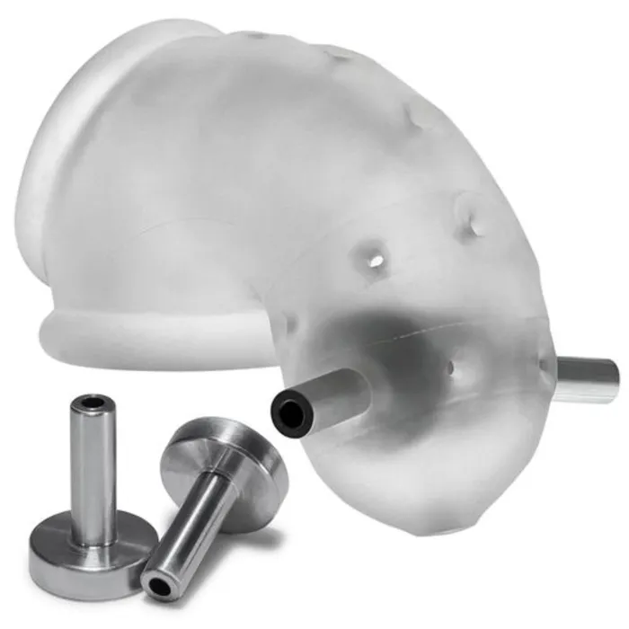 Oxballs Airlock Electro Air Lite Vented Chastity Cage Clear Ice Oxballs Male Sex Toys