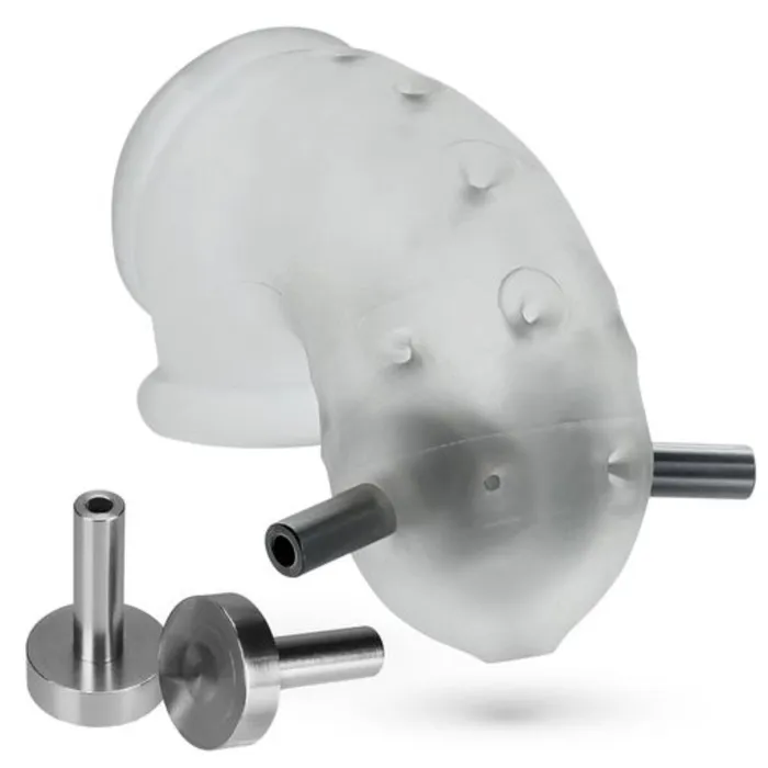 Oxballs Airlock Electro Air Lite Vented Chastity Cage Clear Ice Oxballs Male Sex Toys