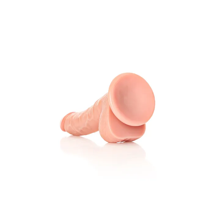 RealRock Curved Realistic Dildo With Balls Suction Cup Pink 7 Inch RealRock Female Sex Toys
