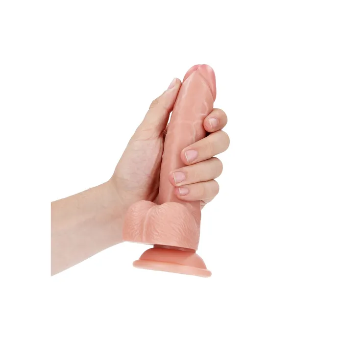 RealRock Curved Realistic Dildo With Balls Suction Cup Pink 7 Inch RealRock Female Sex Toys