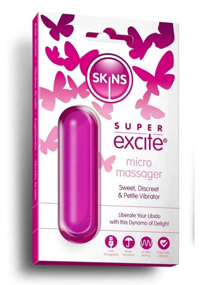 Skins Female Sex Toys Skins Super Excite Silicone Rechargeable Bullet