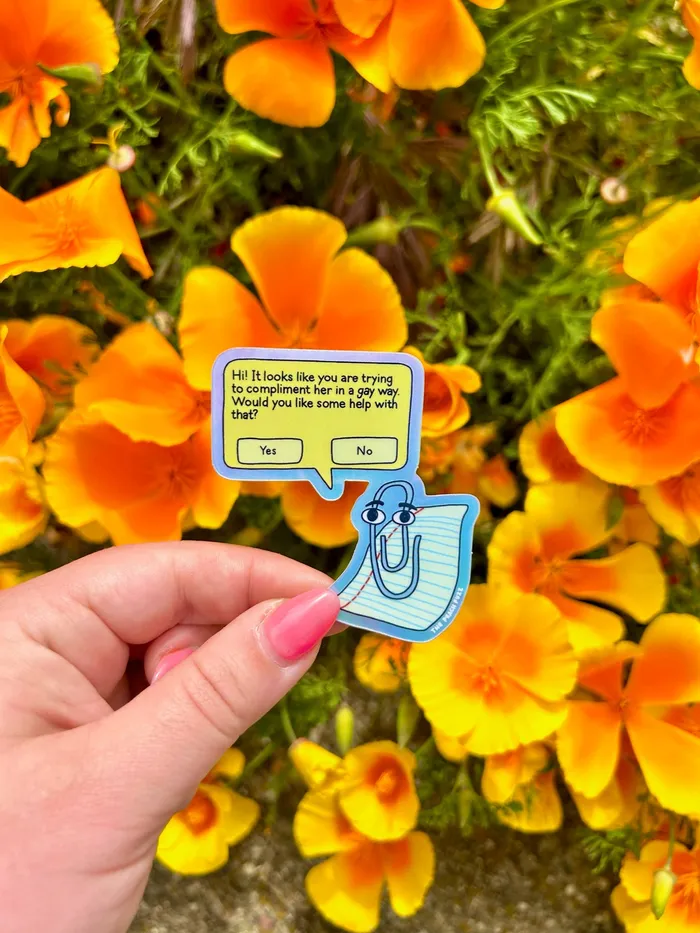 The Peach Fuzz Gay Clippy Holographic Sticker In Store Only The Peach Fuzz Female Sex Toys