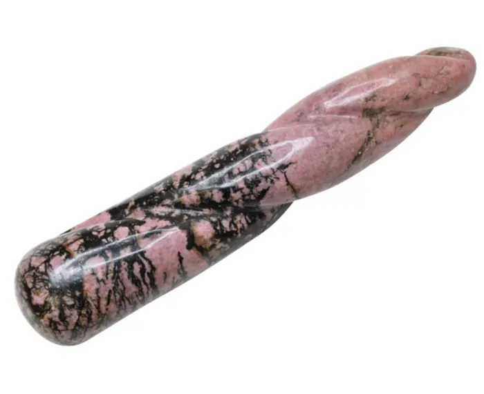 Vibrators Rhodonite Spiral Yoni Wand Gemstone Yoni