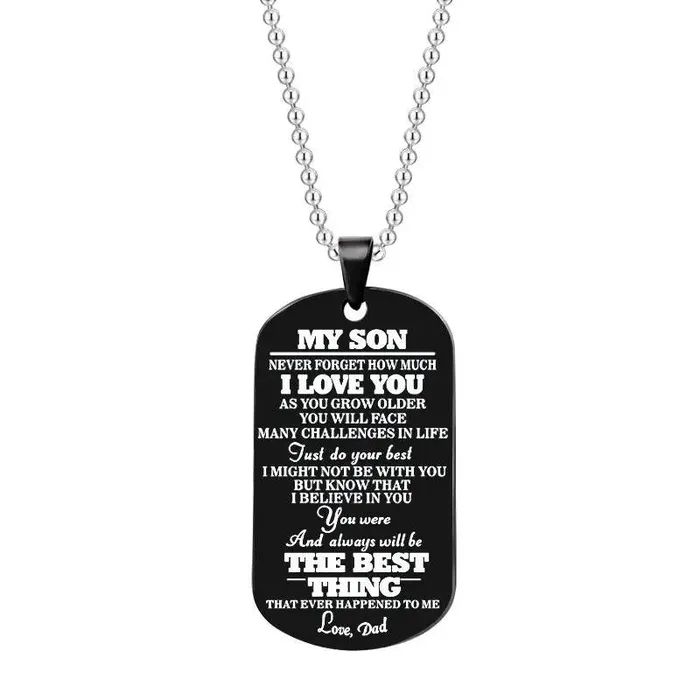 Anal cj To My Daughter Son Black Silver Stainless Steel Dog Tags Necklace