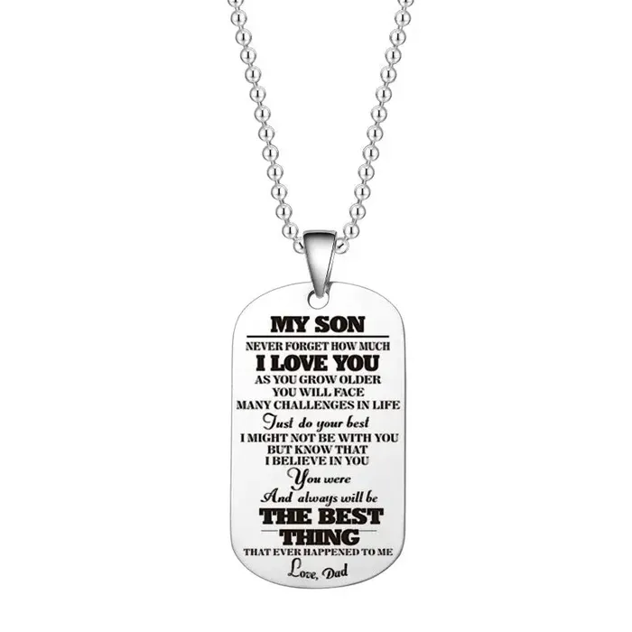 Anal cj To My Daughter Son Black Silver Stainless Steel Dog Tags Necklace