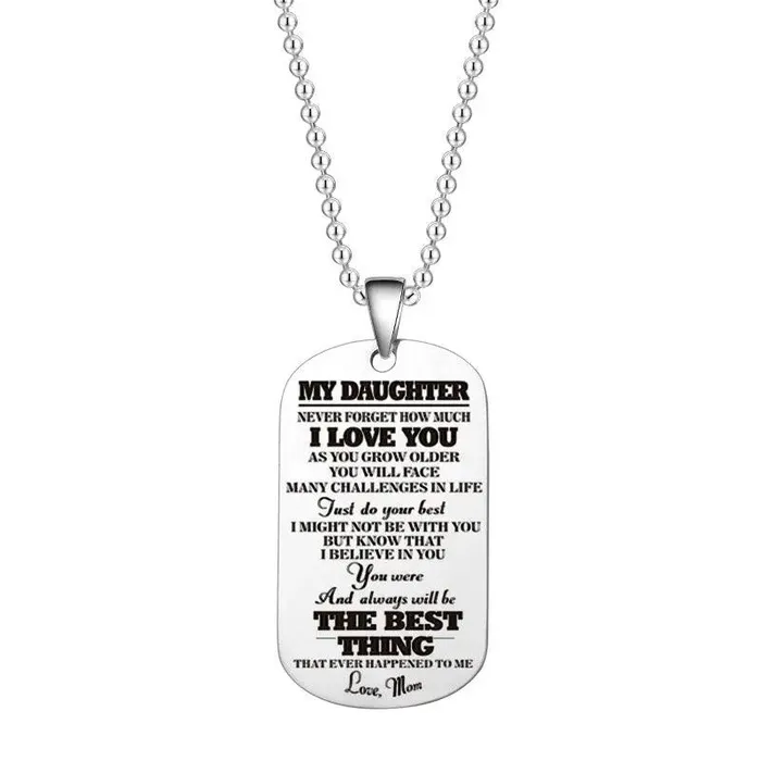 Anal cj To My Daughter Son Black Silver Stainless Steel Dog Tags Necklace