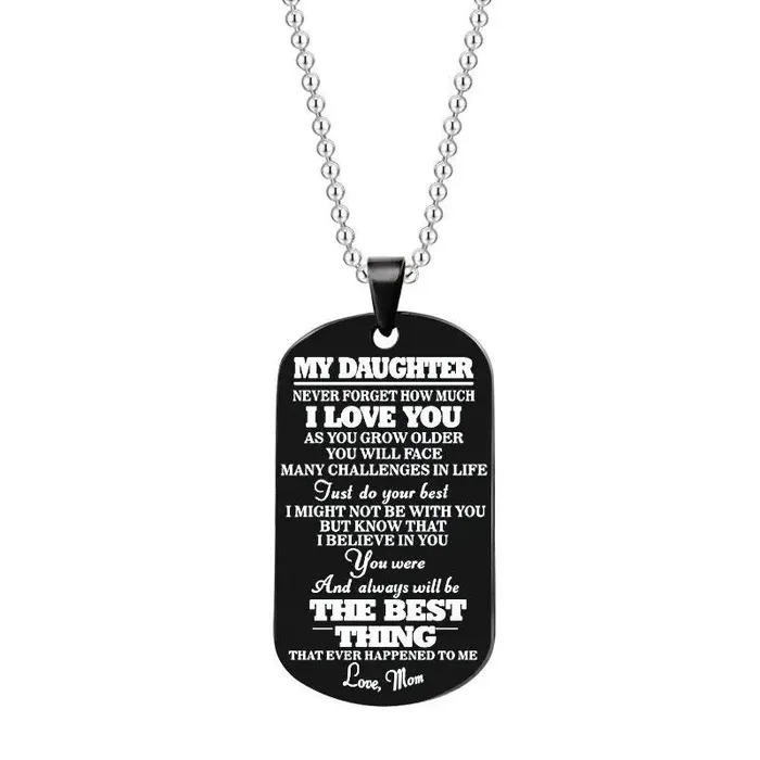 Anal cj To My Daughter Son Black Silver Stainless Steel Dog Tags Necklace