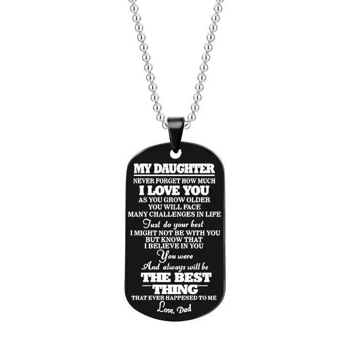 Anal cj To My Daughter Son Black Silver Stainless Steel Dog Tags Necklace