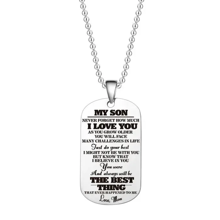 Anal cj To My Daughter Son Black Silver Stainless Steel Dog Tags Necklace