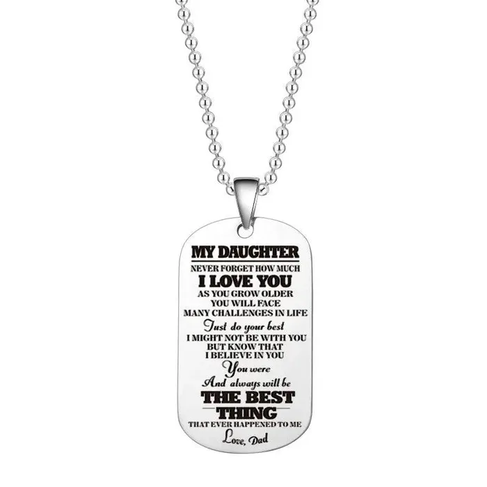 Anal cj To My Daughter Son Black Silver Stainless Steel Dog Tags Necklace