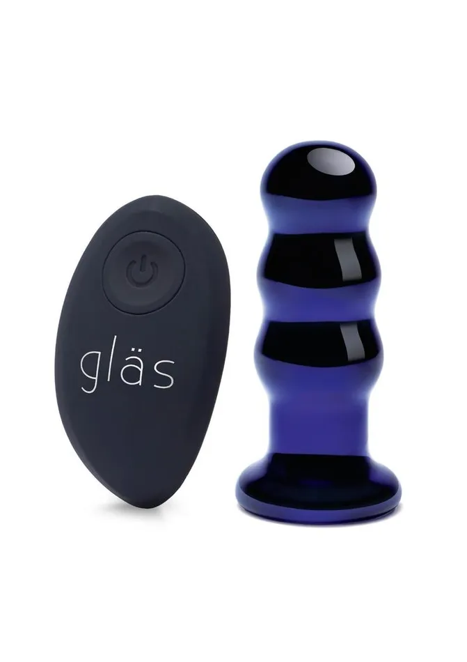 Anal Glas Glas Rechargeable Remote Controlled Vibrating Glass Beaded Buttplug