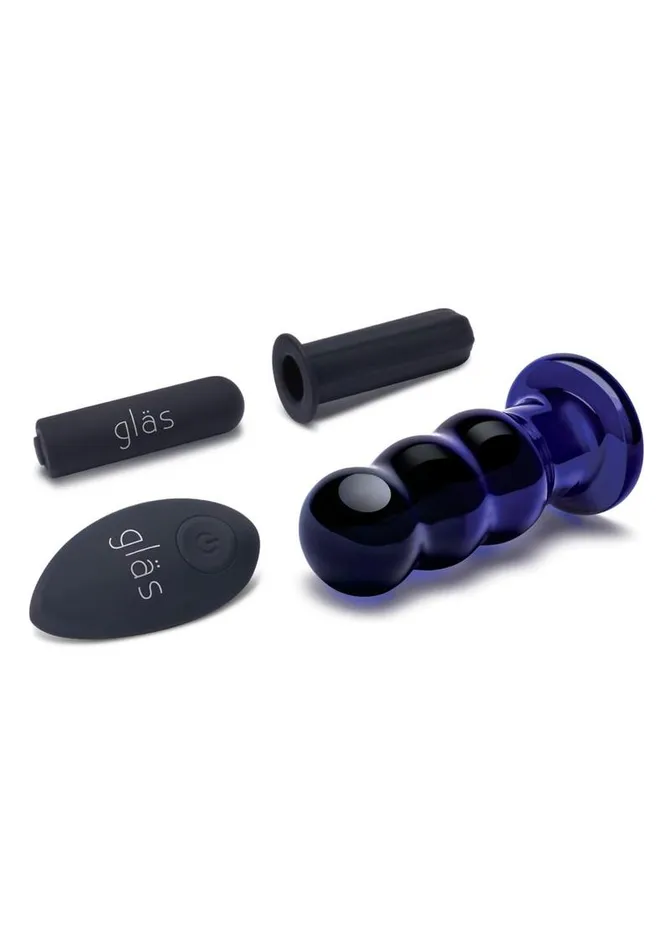 Anal Glas Glas Rechargeable Remote Controlled Vibrating Glass Beaded Buttplug