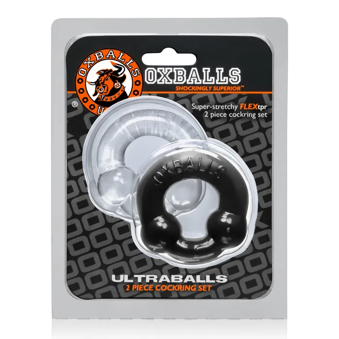 Anal Ultraballs 2 Piece Cockring Set Black Clear Oxballs Anal Ultraballs 2 Piece Cockring Set Black Clear Oxballs