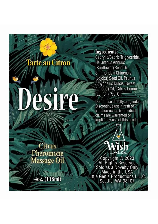 Desire Pheromone Massage Oil 4oz Citrus Desire by Little Genie Couples