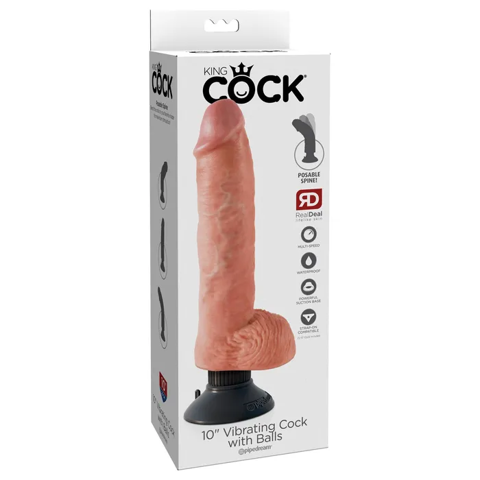 King Cock 10Inch Vibrating Cock With Balls Flesh Pipedream Dildos King Cock 10Inch Vibrating Cock With Balls Flesh Pipedream Dildos