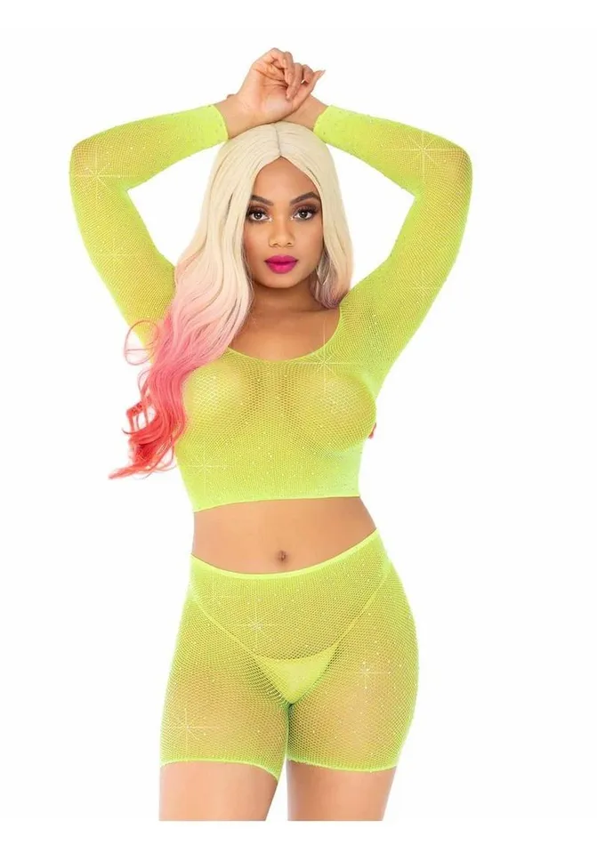 Leg Avenue Leg Avenue Rhinestone Fishnet Long Sleeve Crop Top and Biker Shorts Male Sex Toys Leg Avenue Leg Avenue Rhinestone Fishnet Long Sleeve Crop Top and Biker Shorts Male Sex Toys