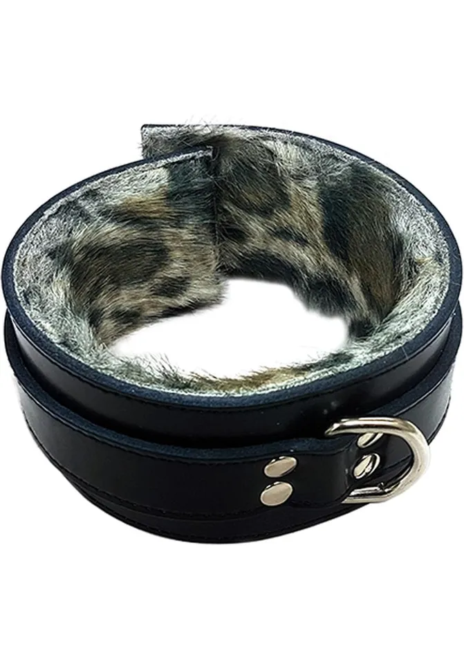 Male Sex Toys Rouge Rouge Leather Collar with Faux Fur Lining Male Sex Toys Rouge Rouge Leather Collar with Faux Fur Lining