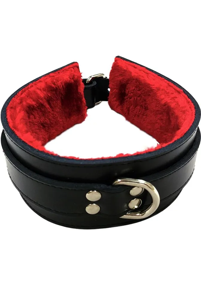 Male Sex Toys Rouge Rouge Leather Collar with Faux Fur Lining Male Sex Toys Rouge Rouge Leather Collar with Faux Fur Lining