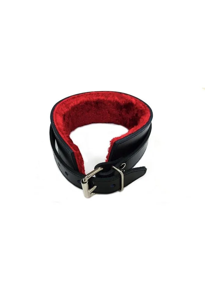 Male Sex Toys Rouge Rouge Leather Collar with Faux Fur Lining Male Sex Toys Rouge Rouge Leather Collar with Faux Fur Lining