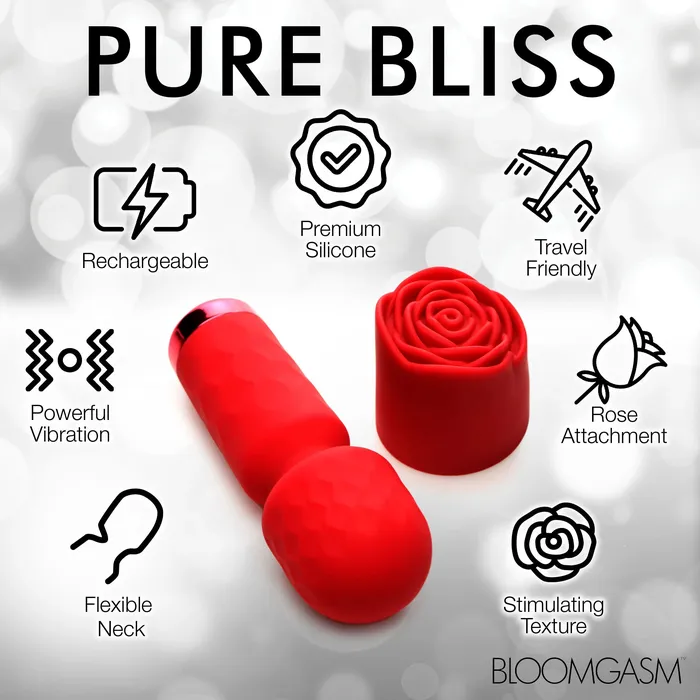 Pleasure RosePetite Mini Silicone Rose Wand Red XR Brands inmi Vibrators Pleasure RosePetite Mini Silicone Rose Wand Red XR Brands inmi Vibrators