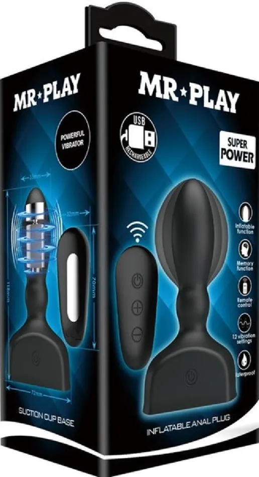 Pretty Love Anal Inflatable Anal Plug Black