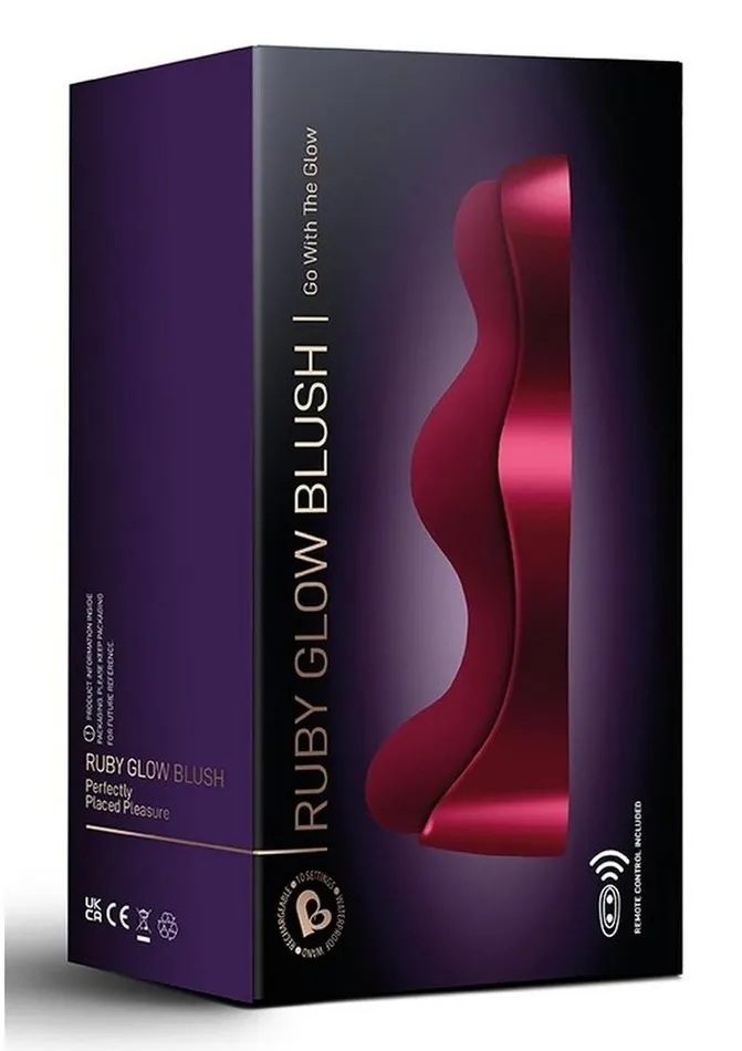 Rocks Off Ruby Glow Blush Rechargeable Silicone Dual Vibrator with Remote Control Female Sex Toys