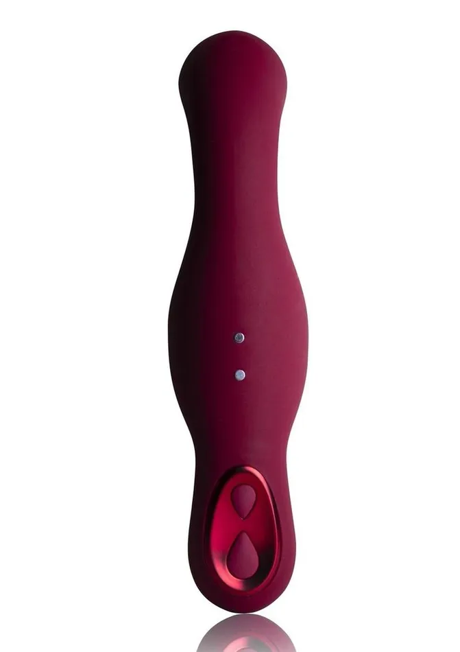 Rocks Off Ruby Glow Blush Rechargeable Silicone Dual Vibrator with Remote Control Female Sex Toys