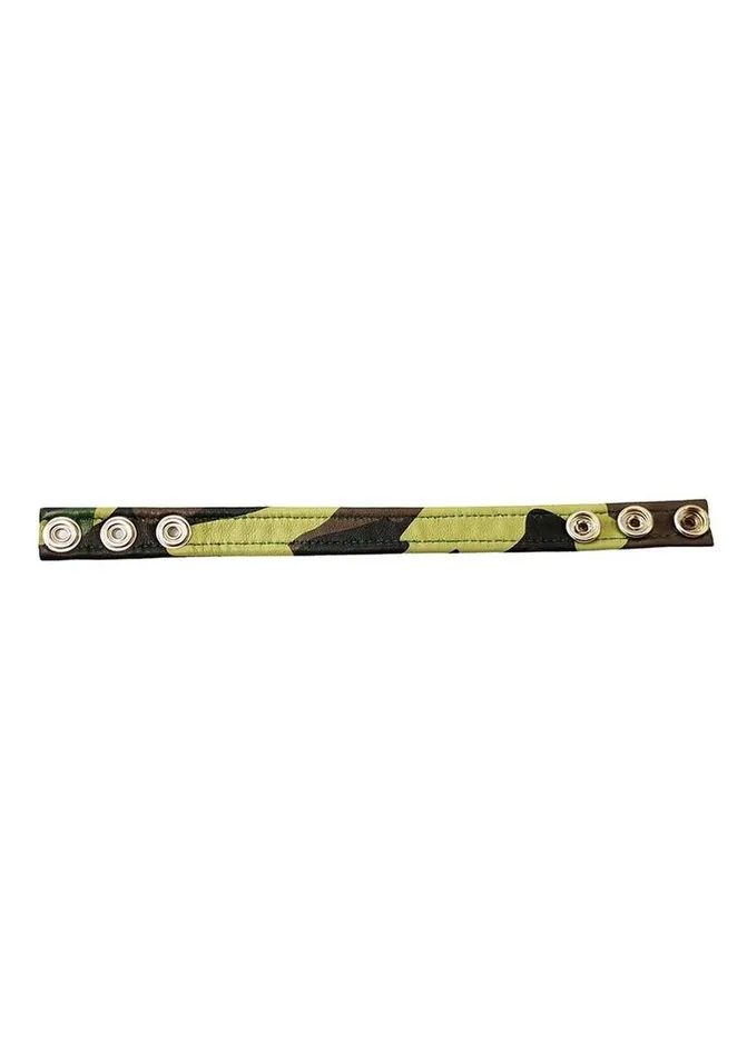 Rouge Rouge Leather Adjustable Cock Strap Black and Camouflage Restraints