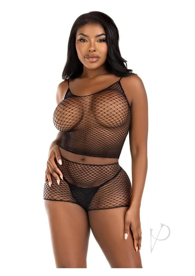 Vibrators Leg Avenue Leg Avenue Twist Net Tank Top and Boy Shorts
