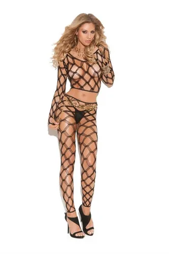 Anal 2 Piece Diamond Net Cami Top Set One Size Black Elegant Moments