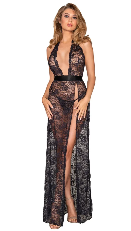Angels Secret Couples Lace Gown GString Garnet