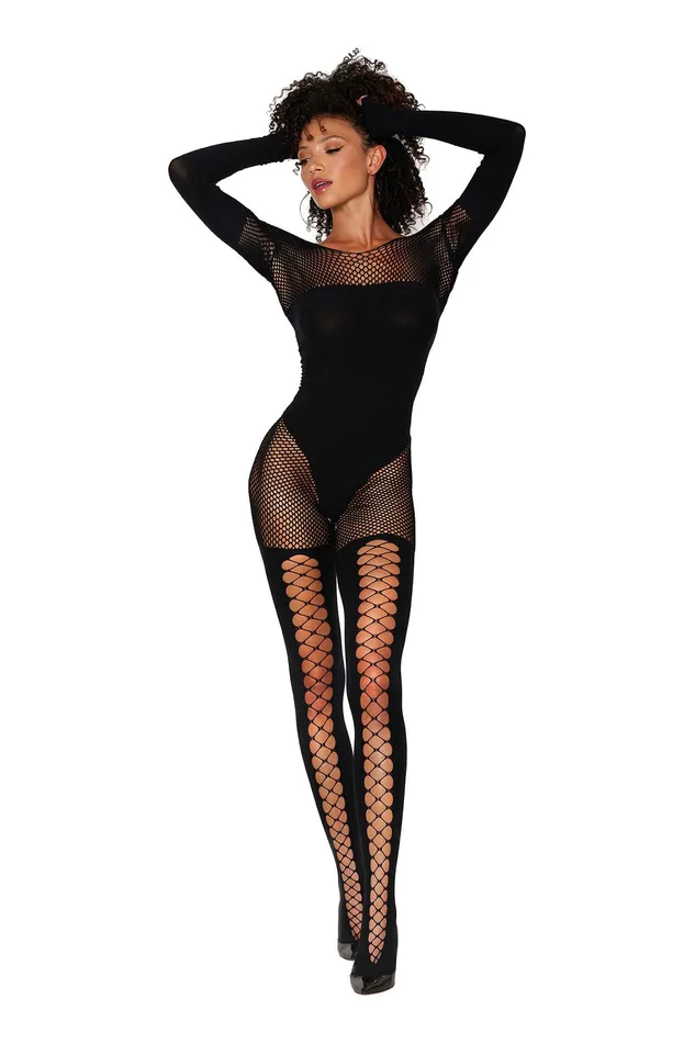 Bodystocking One Size Black Dreamgirl Bodystockings Playsuits