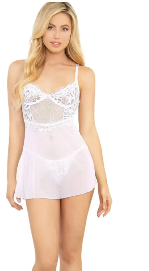 Couples Lace Up Back Babydoll Escante