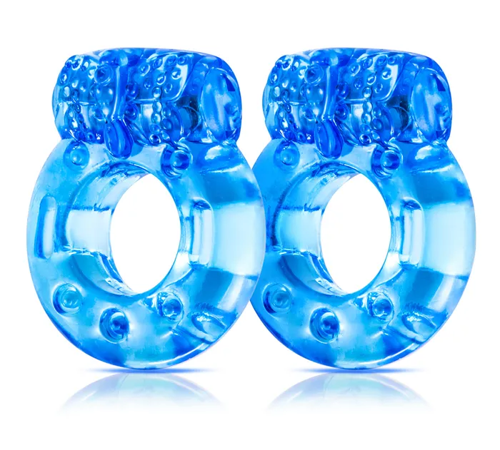 Dildos Blush Stay Hard Vibrating Cock Rings 2 Pack Blue