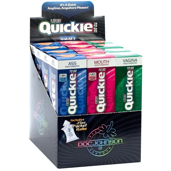 Dildos Doc Johnson QuickiestoGo Display of 12 Ultraskyn Strokers