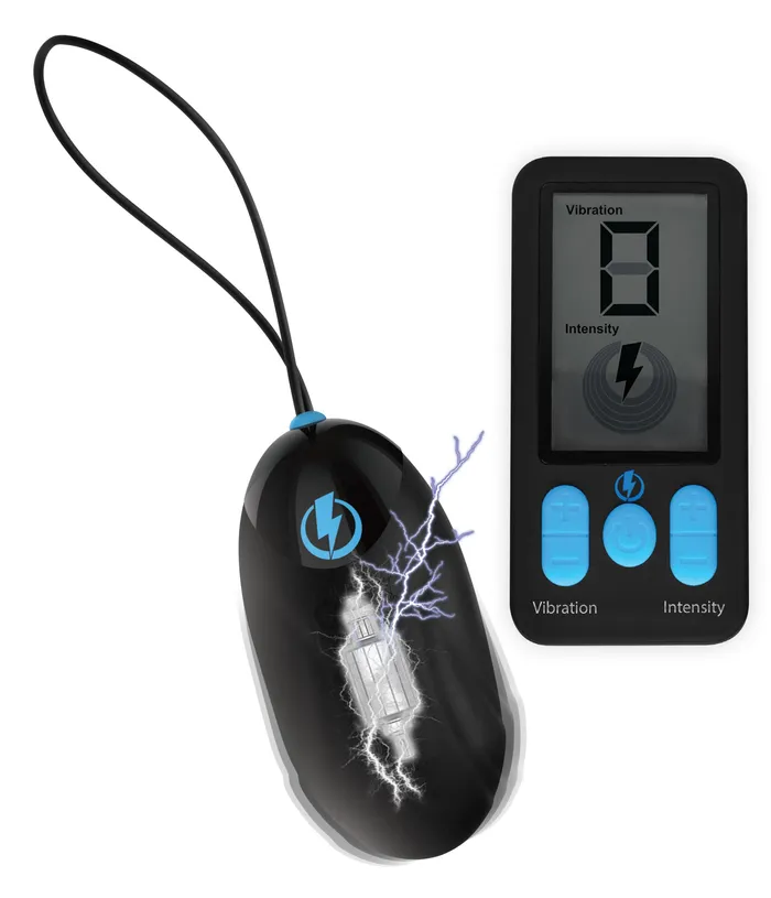EStim Pro Silicone Vibrating Egg With Remote Control Black XR Brands Female Sex Toys EStim Pro Silicone Vibrating Egg With Remote Control Black XR Brands Female Sex Toys