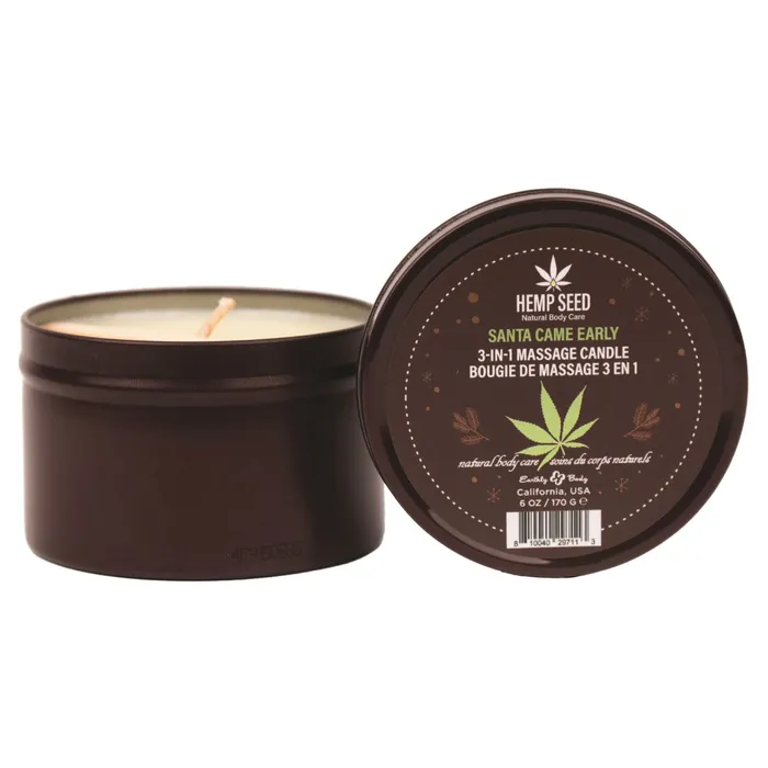 Earthly Body Couples Hemp Seed 3 in 1 Massage Candle Santa Came Early 6oz