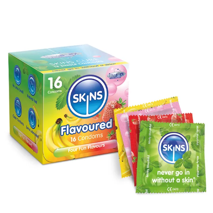 Enhancers Skins Skins Condoms Flavours Cube 16 Pack