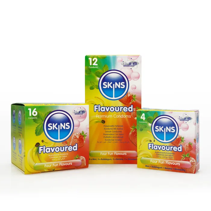 Enhancers Skins Skins Condoms Flavours Cube 16 Pack Enhancers Skins Skins Condoms Flavours Cube 16 Pack