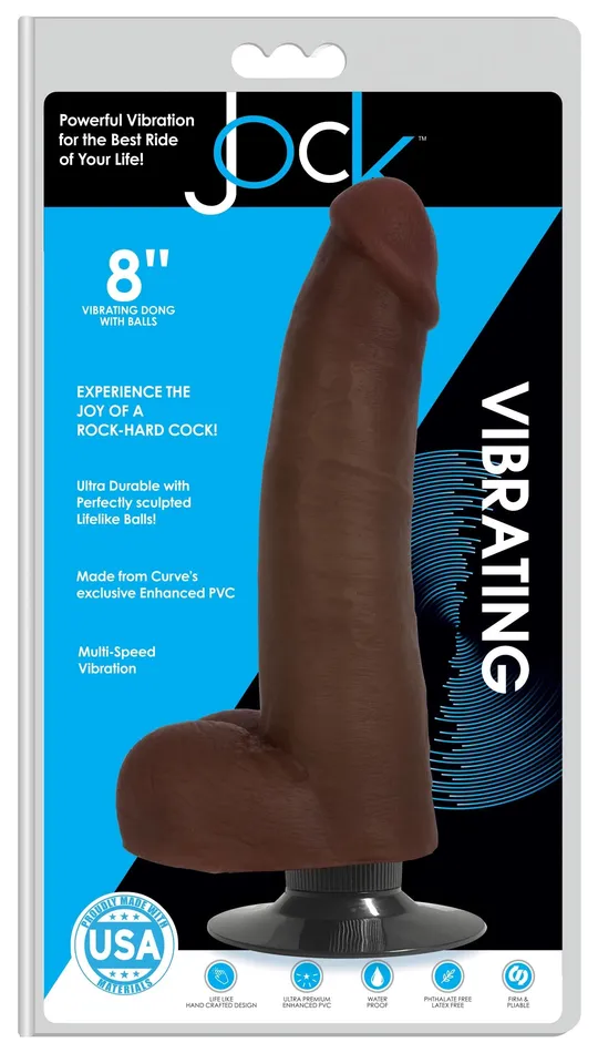 Female Sex Toys JOCK 8 VIBRATING DILDO WITH BALLS CHOCOLATE Jock