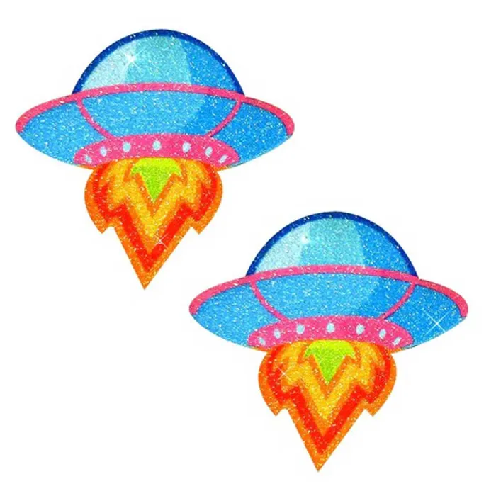 Freaking Awesome Blue Ufo Glitter Nipple Cover Pasties Neva Nude Vibrators
