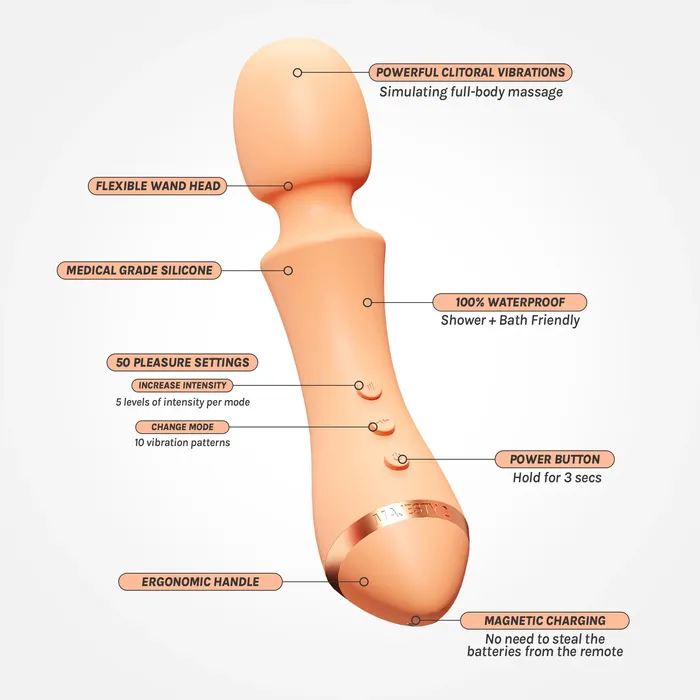 Majesty 2 Rechargeable Powerful Wand Vibrator VUSH Female Sex Toys Majesty 2 Rechargeable Powerful Wand Vibrator VUSH Female Sex Toys
