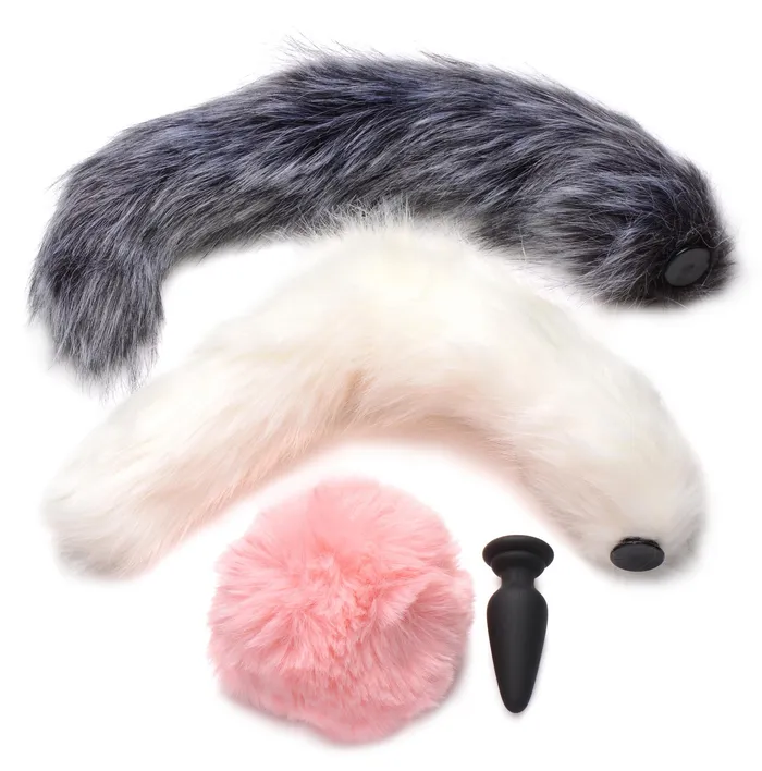Male Sex Toys Snapon Silicone Anal Plug and 3 Interchangeable Tails XR Brands Male Sex Toys Snapon Silicone Anal Plug and 3 Interchangeable Tails XR Brands