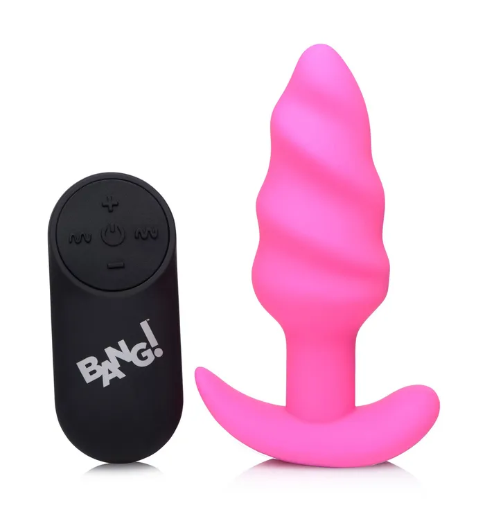 Male Sex Toys XR Brands 21x Silicone Swirl Plug With Remote Pink