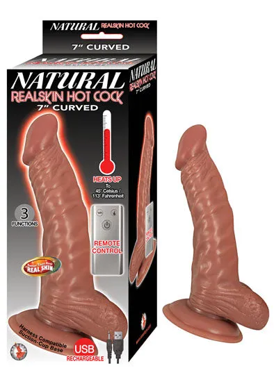 Nasstoys Dildos Natural Realskin Hot Cock Curved 7 Inch Brown