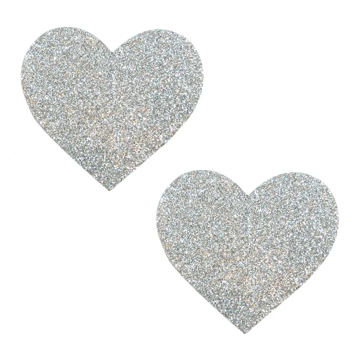 Neva Nude Silver Pixie Dust Glitter Heart Pasties Anal