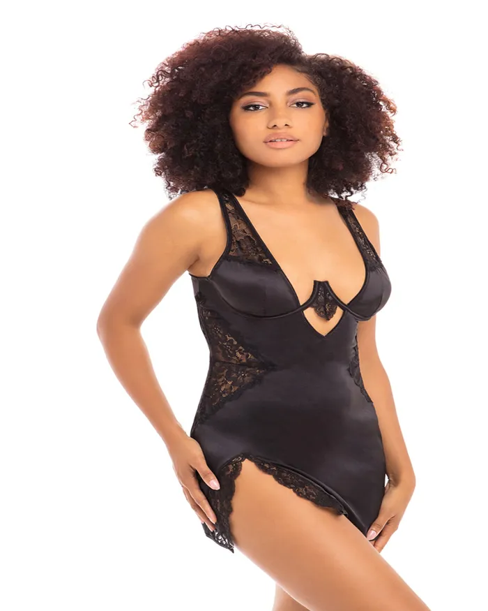 Ohlala Cherie Vibrators Allegra Exposed Satin And Lace Babydoll